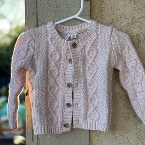 Janie and Jack Pink Cable Knit Button Cardigan